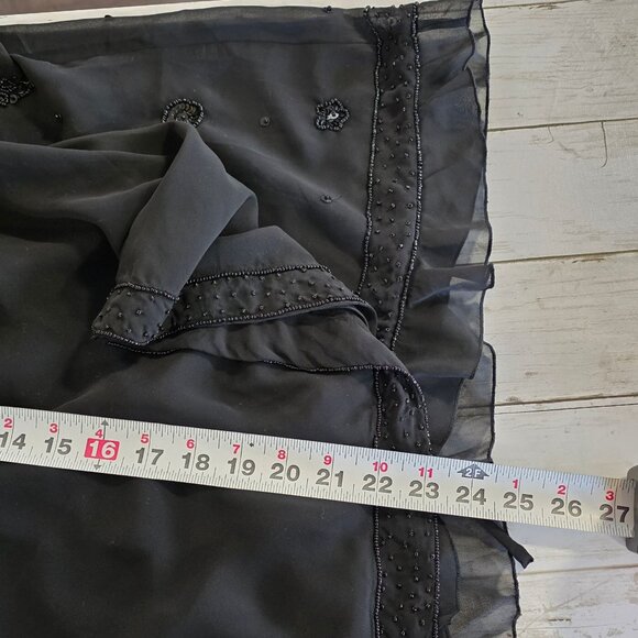 Coldwater Creek Black Beaded Sheer Chiffon Cardigan Cami Set 14 Party Evening - Picture 7 of 8